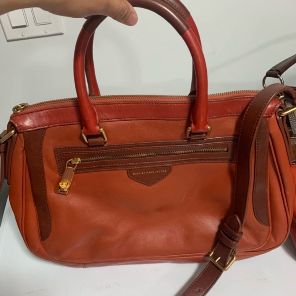 Vintage Marc by Marc Jacobs Two-Tone Red & Brown Leather Satchel